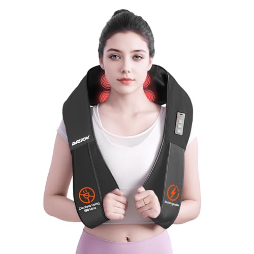 AMZPONY® Cordless Neck Massager for Pain Relief Deep Tissue, Rechargeable Shiatsu Neck and Back Massager with Heat Kneading Shoulder Massage for Body Muscle Pain Relief,Gifts for Mom Dad Friends