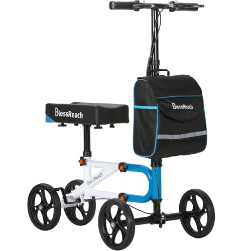 Knee ScooterοΌKnee Scooter for Adults for Foot SurgeryοΌKnee Walker for Foot Injuries Compact Crutch Alternative with Dual Braking System (Blue)