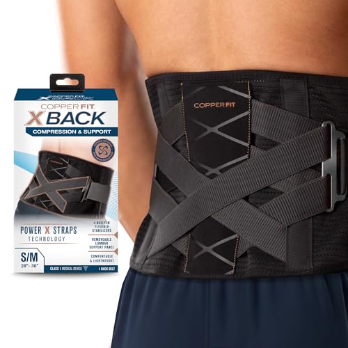 Copper Fit X-Back Brace for Lower Back Pain, Lumbar Support, Herniated Disc, Sciatica, Arthritis – Adjustable, Breathable Design - for Men and Women (Large/XLarge)