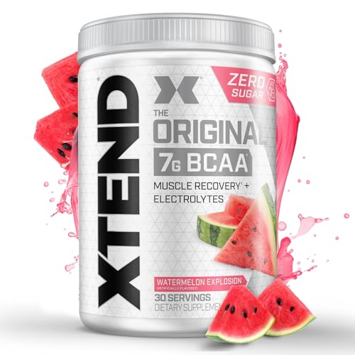 Xtend Original BCAA Powder, 7g BCAAs and 2.5g L-Glutamine for Muscle Recovery Hydration and Lean Muscle, Sugar Free Intra and Post Workout Drink with Electrolytes, Watermelon Explosion, 30 Servings