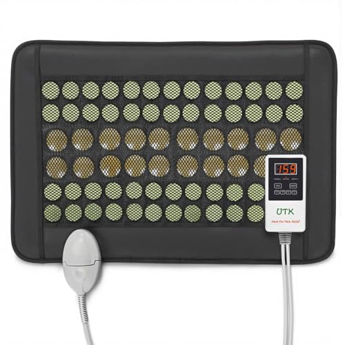 UTK Heating Pad for Back, 5X Deeper Back Pain Relief, Far Infrared Heating Pad with Natural Jade, FSA-HSA Eligible, Hotter to 159℉, 4H Auto Off, Travel Bag, Memory Function, 23.5"×16", Gifts for Women