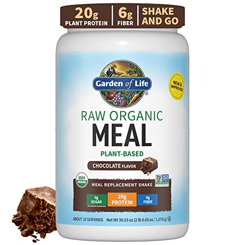 Garden of Life Meal Replacement Shakes, Raw Organic, Chocolate Protein Powder with Plant Based Pea Protein, Sprouts, Greens, Probiotics, Dairy Free 28 Servings