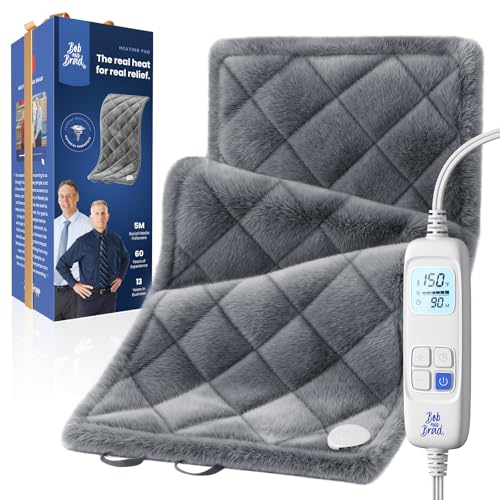 BOB AND BRAD Far Infrared Weighted Heating Pad for Back Pain Relief, FSA-HSA Eligible, 12"x24" Electric Heat Pad With Auto Off, 6 Heat & Hands-Free Strap, Moist Heat Therapy for Neck, Shoulder, Cramps