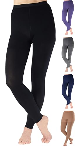 Extra Wide Compression Leggings for Women 20-30mmHg - Opaque Footless Compression Tights for Varicose Veins Circulation, Blood Clots, Lymphedema - Black, 3X-Large - A717BL6