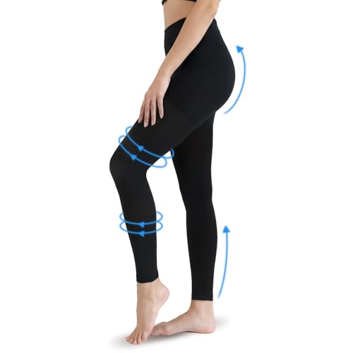Compression Tights Women, 20-30mmHg Graduated Support Compression Pantyhose Footless Medical Compression Stockings High Waist Compression Leggings for Varicose Veins, Edema, DVT(Black, Large)