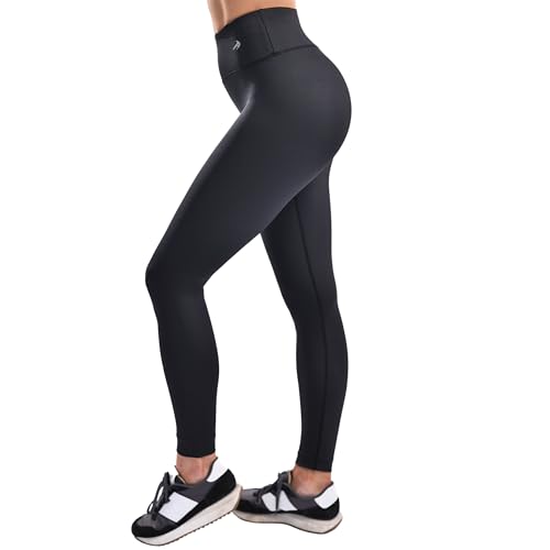CompressionZ Women's Compression Leggings High Waisted Performance Shaping Gym, Pilates, Travel, Yoga, Workout Pants Black X-Large