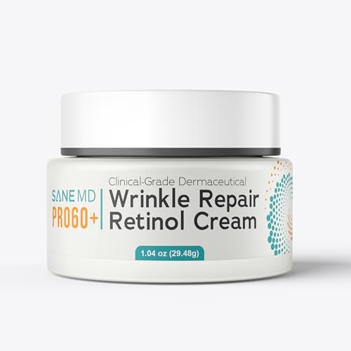 SANE MD Pro60+ Wrinkle-Smoothing Retinol Cream for Mature Skin - Hydrating Anti-Aging Face Moisturizer for Deep Wrinkles and Fine Lines - Nourishing Formula, 1 Bottle