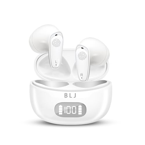 BLJ OTC Hearing Aids for Mild to Moderate Loss, Ergonomic Fit & Instant Use No App, 32-Channel DSP Noise-Cancelling & Feedback Suppression, Home/Office/Daily Use, Digital Display Case (White)