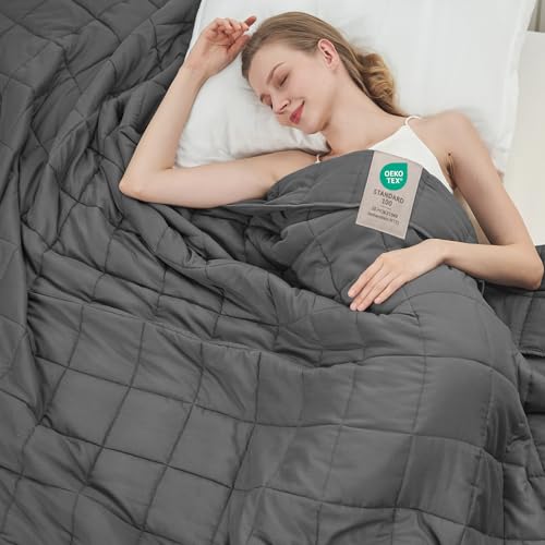 Weighted Blanket for Adults 20lbs, 48"x72", Twin Full Size Cooling Heavy Throw Blanket for 180-220lbs, Microfiber Soft Thick Big Blankets Weighted Comforter Breathable Gifts for Sleeping, Grey