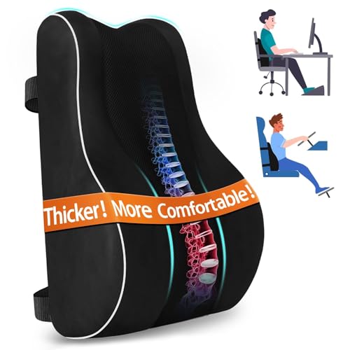 CloudBliss Ergonomic Lumbar Support Pillow – Memory Foam for Lower Back Pain Relief, Adjustable Straps & Mesh Cover for Office, Gaming, Car Seat & Home Essentials (Black)