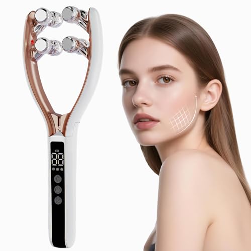 Facial Massager Wireless Face Massager Tool, Facial Roller Skin Care Tool for Women, Rechargeable V-Shape Sculpting & Puffiness Relief Tool, Face Roller Lymphatic Drainage for Home & Travel Use