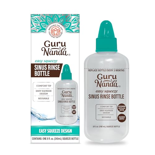 GuruNanda Sinus Rinse Bottle - Comfort Tip for Natural Nasal Irrigator Relief for Adults & Kids - 240ml Capacity