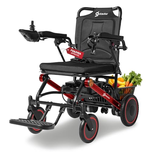 Aotedor Electric Wheelchair for Adults, 500W Motor All-Terrain Foldable Power Motorized Wheelchairs, Airline Approved Portable Travel Wheelchair with 15 Miles Long Range Lithium Battery