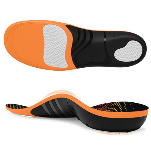 Plantar Fasciitis Insoles for Standing All Day, 260lbs Heavy Duty High Arch Support Pain Relief Orthotic Insert for Flat Feet Women Men Work Boots Shoes Inserts,Flat Feet Orthotic Insert Absorb Shock