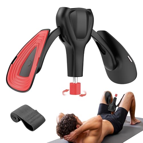 Pelvic Floor Exercise Devices 77 lb Adjustable Kegel Inner Thigh Exerciser and Hip Trainer Workout Equipment for Home Postpartum Recovery Women Men, with Band, Black