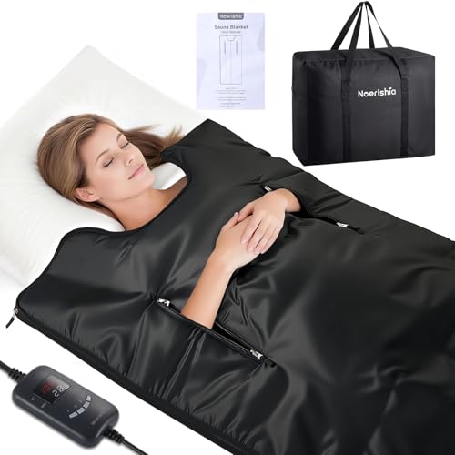 noerishia Portable Sauna Blanket for Home, Full Body Heating Wrap for Relaxation and Detox, Self Care Gifts, Washable & Foldable with Carrying Bag, 88-158℉, 10-60 Minutes Timer, (6 x 2.62) FT
