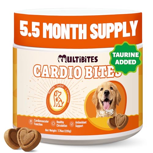 MULTIBITES Dog Healthy Heart Supplements - Taurine for Dogs with CoQ10, L-Carnitine, Fish Oil, Vitamins - Supports Cardio & Cardiovascular Health, Antioxidant Support, 7.76 oz