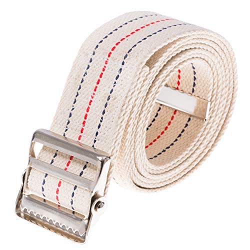 COW&COW Transfer and Gait Belt with Metal Buckle - Transfer Walking and Standing Assist Aid For Caregiver Nurse Therapist 2 inches (Beige with Stripes, 60")