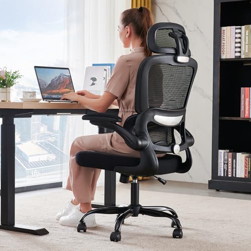 TRALT Office Chair Ergonomic Desk Chair, 330 LBS Home Mesh Office Desk Chairs with Wheels, Comfortable Gaming Chairs (Black)