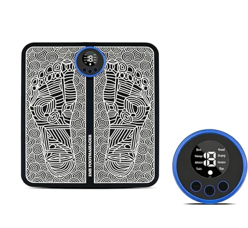 EMS Electric Foot Massager Pad, 19 Levels & 8 Modes Muscle Stimulator Mat for Pain Relief & Blood Circulation, Portable Rechargeable Foot Massage Mat for Home Office Travel