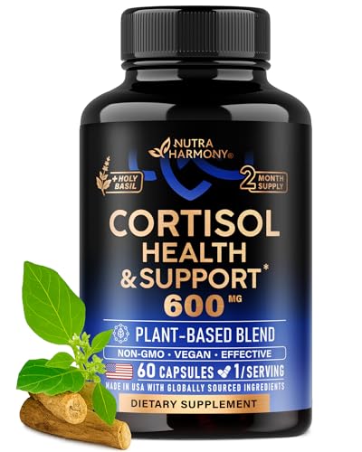 Cortisol Supplement for Women - Holy Basil | Ashwagandha | Rhodiola | L-Theanine - Plant-Based Hormone Balance - Mood, Focus & Sleep Support - Lab Tested - Vegan, Non-GMO - 60 Capsules for 2 Months