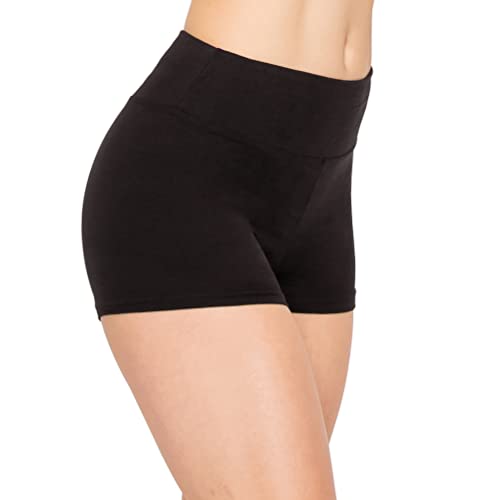 ALWAYS Yoga Shorts for Women – High Waisted Workout Biker Shorts for Yoga, Running & Under Dress Anti-Chafing Comfort, Black M