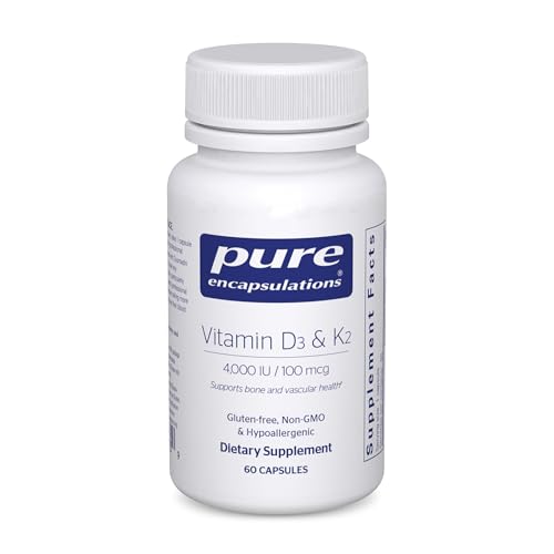 Pure Encapsulations Vitamin D3 & K2 - Bone & Vascular Health Support - Immune Function Support* - Gluten Free - Non-GMO - 60 Capsules