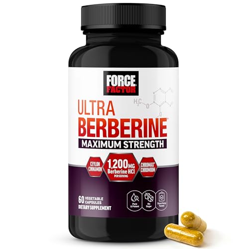 Force Factor Ultra Berberine Maximum Strength, 1200mg Berberine HCl with Ceylon Cinnamon & Chromax Chromium to Support Fat Loss, Metabolism & Weight Management, 60 Capsules