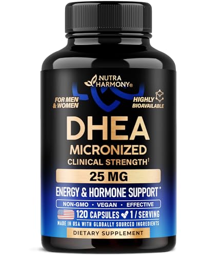 DHEA 25mg - Micronized DHEA Supplement for Women & Men - Clinically Proven Strength & Bioavailable - Healthy Aging, Hormone Balance & Energy Level Support - Lab Tested - Vegan & NON-GMO - 120 Capsules