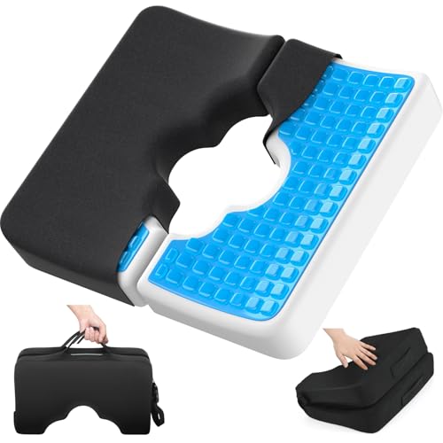 Bed Sore Cushion, Gel Wheelchair Seat Cushion,18”x16” Relieve Sciatica, Back, Coccyx & Ulcer Pain, Foldable Ergonomic Cushion for Bedridden, Elderly, with Anti-Slip Cover & Handle