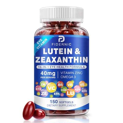 Lutein and Zeaxanthin Supplement - AREDS 2 Plus+  Eye Vitamins, 40 mg Lutein & 8 mg Zeaxanthin with Vitamins C, E, Zinc, Omega-3 & CoQ10 for Blue Light Protection, Eye Health Support  - 150 Softgels