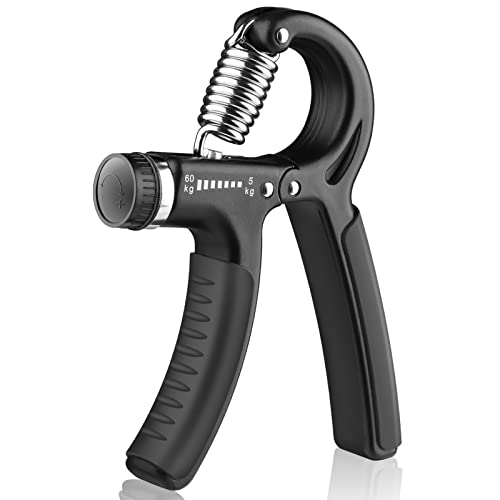 AIXPI Grip Strength Trainer, Hand Grip Exerciser Strengthener with Adjustable Resistance 11-132 Lbs (5-60kg), Forearm Strengthener, Hand Exerciser for Muscle Building and Injury Recover Black 1 Pack
