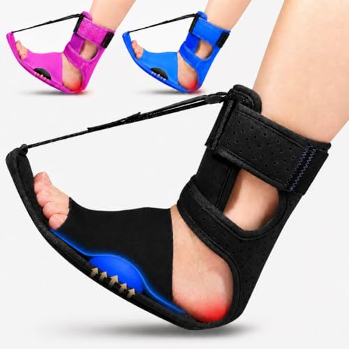 Plantar Fasciitis Night Splint, Night Splint for Plantar Fasciitis Women & Men, Adjustable Straps Stretch the Plantar Fascia, Helps Relieve Heel & Morning First Step Pain, Soft & Breathable, Black