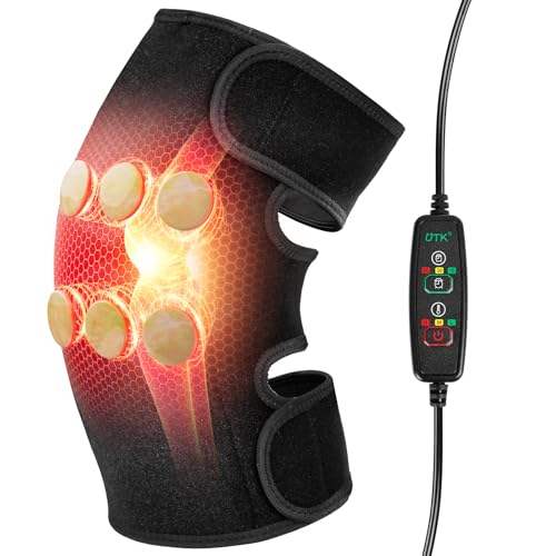 UTK Far Infrared Heating Pads for Knee Pain Relief, Heated Knee Brace Wrap with 6 Jade Stones & 3 Heat Settings & Auto Shut Off, Knee Heating Pad for Knee Pain & Stress Relief