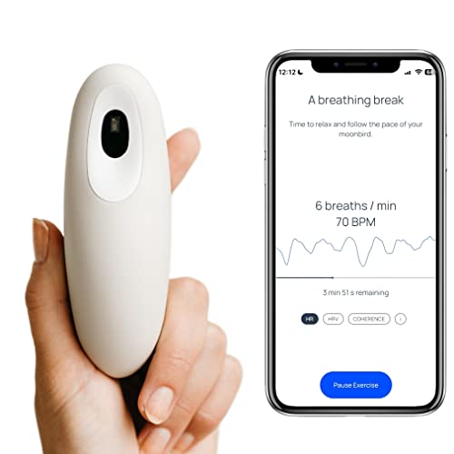 Moonbird Breathing Tool for Relaxation & Sleep Support – Guided Breathwork for Calm, Meditation & Stress Support – Portable & Rechargeable – Soft White