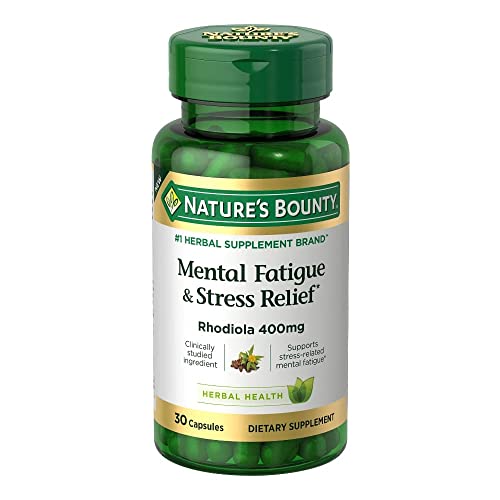 Nature's Bounty Mental Fatigue and Stress Relief, Rhodiola Supplement, 400 mg, Capsules, 30 Count