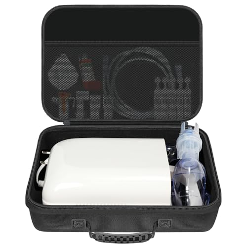 HESPLUS EVA Hard Shell Travel Case for Smart Nebulizers & Asthma Inhalers - Portable Carrying Organizer with Mesh Top Compartment for Masks, Cables, Adult Breathing Device Accessories (Case Only)