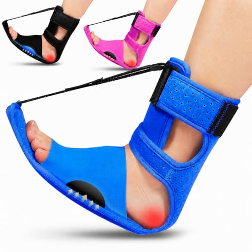 Plantar Fasciitis Night Splint, Night Splint for Plantar Fasciitis Women & Men, Adjustable Straps Stretch the Plantar Fascia, Helps Relieve Heel & Morning First Step Pain, Soft & Breathable, Blue