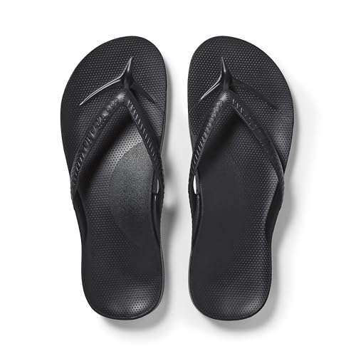 Archies Arch Support Flip Flops, Men & Women, Black, US Men's 8/Women's 9