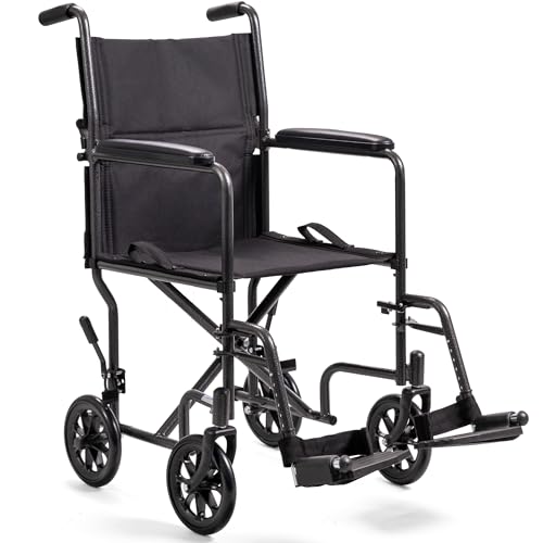 Invacare Transport Wheelchair for Adults, Compact Lightweight Wheel Chair with Foldable Backrest, 19in Seat with Seatbelt, Swing-Away Footrests, Portable Steel Travel Transfer Chair
