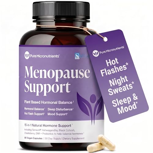 Menopause Supplements for Women - Natural Hormone Balance - Hot Flashes, Night Sweats, Sleep & Mood Support. with Sensoril® Ashwagandha, DIM, Chaste Berry & Black Cohosh Root - 60 Count