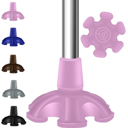 Bcautay Cane Tips 3/4 inch 6 Support Cane Feet Self Standing Cane Tip Pink