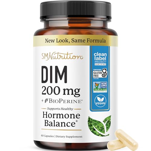 DIM Supplement 200 mg | Estrogen Balance for Women & Men | Hormonal Acne, Hormone Balance, Menopause & Antioxidant Support | Doctor-Formulated & Clean Label Project Certified Diindolylmethane | 60 Ct