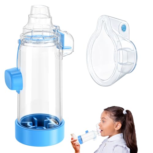 vuekypna Spacer for Inhaler - Available in Child and Adult Sizes, Comes with Mask, Medical-Grade, Multi-Color Options, Ideal for Home, School, and Travel Use – Nessi OTC Spacer (Blue Children)