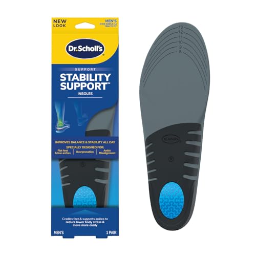 Dr. Scholl’s Stability Support Insoles for Men, Size 8-14: Immediately Relieve Discomfort, Cradle Feet & Improve Ankle Alignment, Due to Overpronation, Low & Fallen Arches, Reduces Lower Body Stress