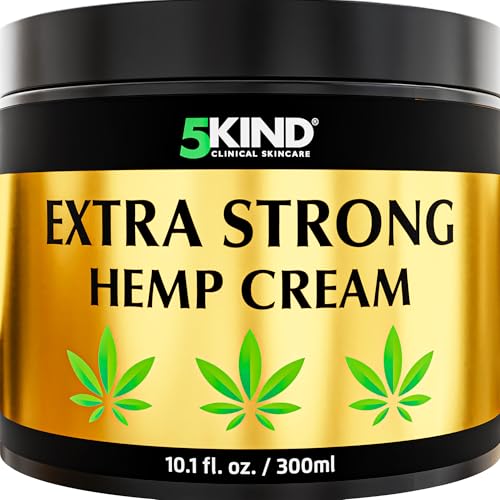 5kind Extra Strong Hemp Cream 10.1 fl oz - Maximum Strength - Natural Topical Cream - Muscle Rub for Lower Back, Joints, Neck, Knees, Shoulders