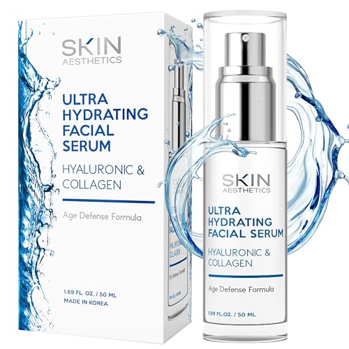 Skin Aesthetics Hyaluronic Acid Serum for Face - Dermatologist Tested - with Collagen for Anti-Aging, Ultra Hydrating, Fine Lines, Wrinkles & Acne Scar Treatment - Clean Beauty, Korean Skincare