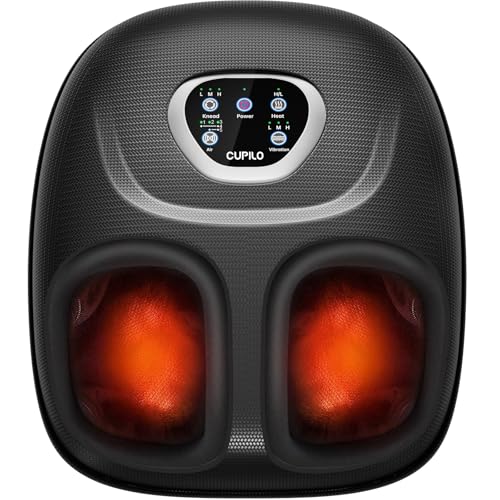 CuPiLo Foot Massager FSA Eligible HSA, 2026 Upgraded, Fathers Day Dad Gifts for Men, Feet Massager with Heat for Plantar Fasciitis Relief, 5 Levels Compression & Vibration Massage for Neuropathy