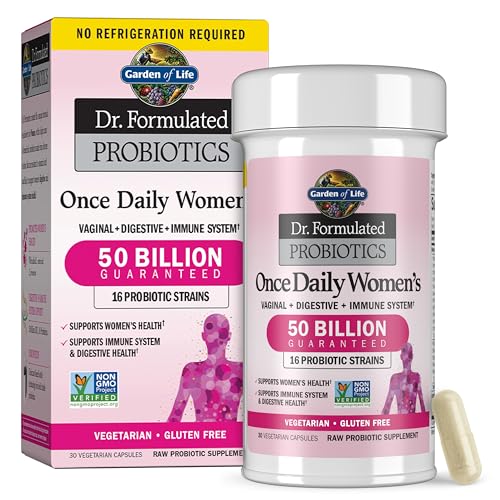 Garden of Life Once Daily Dr. Formulated Probiotics for Women 50 Billion CFU 16 Probiotic Strains with Organic Prebiotics for Digestive, Vaginal & Immune Health, Dairy Free, Shelf Stable 30 Capsules