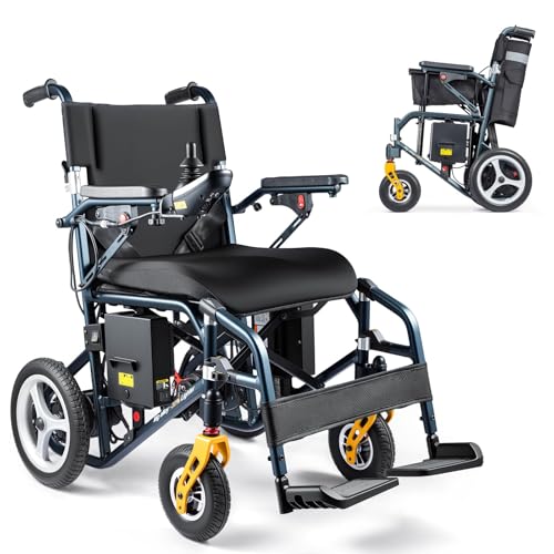 TOPIOM Ultra Lightweight Electric Wheelchair for Adults, 33lbs Foldable Power Wheelchair for Travel, 25 Mile Range, 500W All Terrain Motorized Wheelchair for Seniors Supports 330lbs